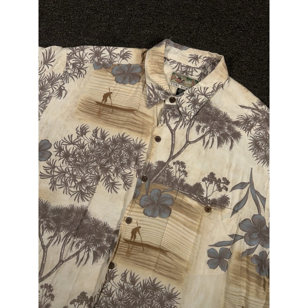 VTG Tori Richard Shirt Men's XL Hawaiian Floral Aloha Surfer‎ Tropical USA Made